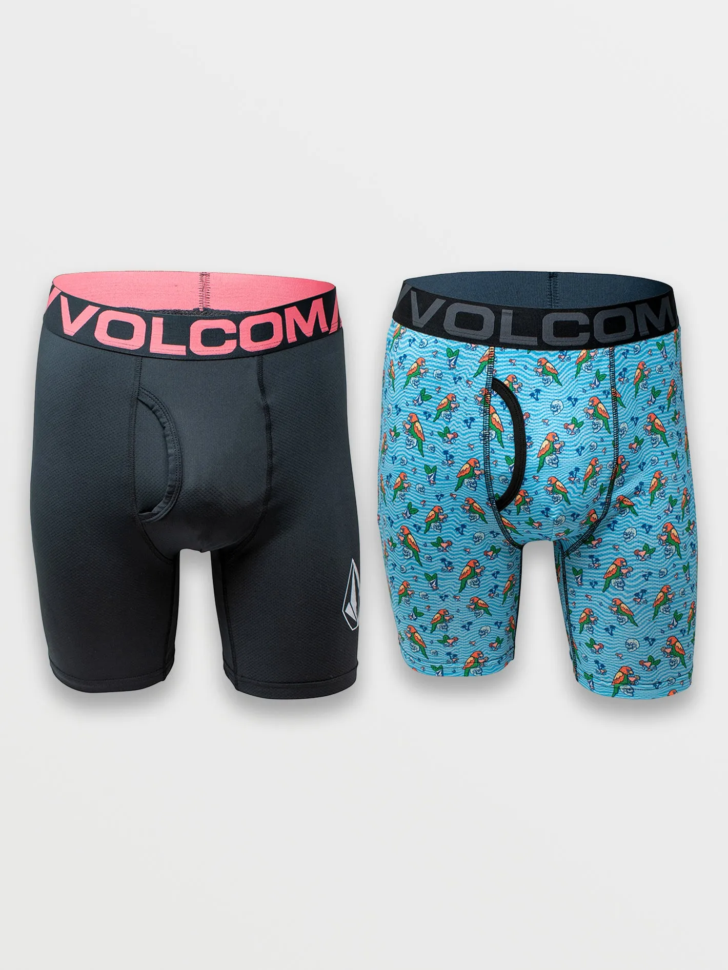 Volcom 2pk Mesh Boxer Brief - Black Solid   Parrot Print